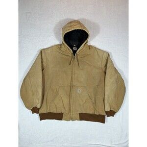 Vintage Carhartt J140 Hooded Work Jacket Tan Size ~2XL